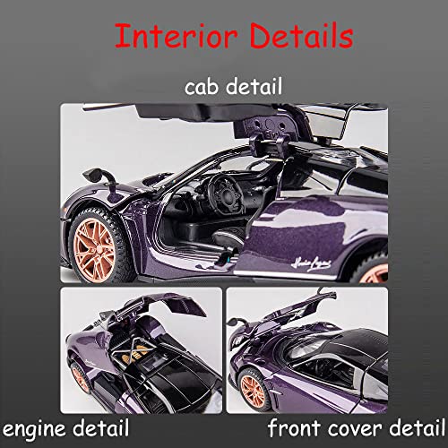Ipariser Alloy Collectible Purple Pagani Huayra Dinastia Toy Vehicle Pull Back Die-Cast Car With Lights & Sounds #TOP2