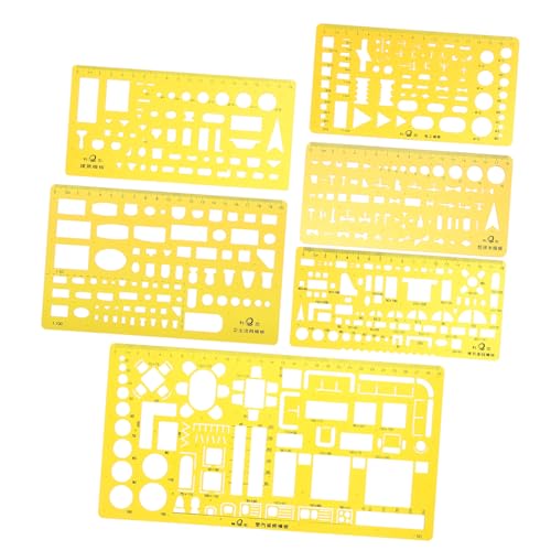 NUOBESTY 6個 多用途製図定規 入り 建築設計用テンプレートルーラー 精密測定 描画 デザインツール プロ 学生向け