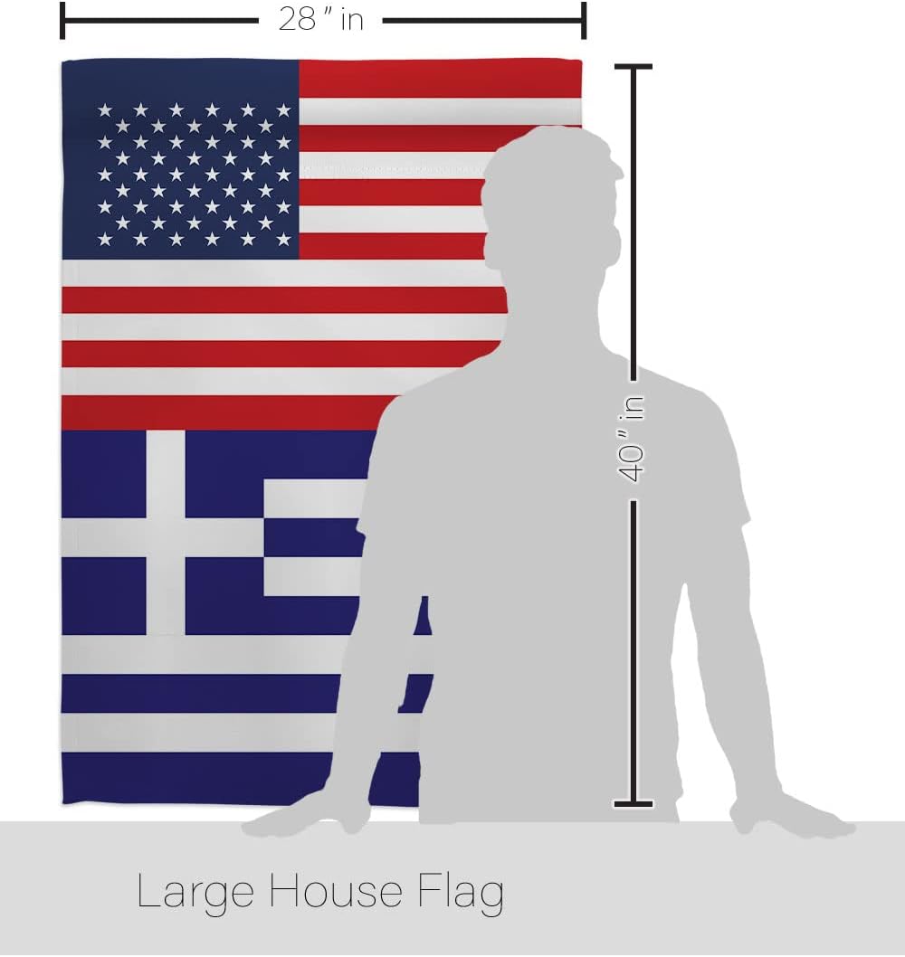 Americana Home & Garden Greece US Friendship House Flag Regional Nation International World Country Particular Area Decoration Banner Small Garden Yard Gift Double-Sided, Made in USA