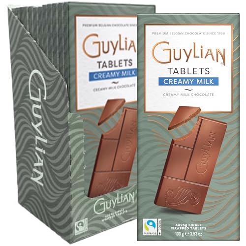 Premium Milk Chocolate Bar Tablet by GuyLian, 3.53oz Belgian Creamy Gourmet Chocolate, Fairtrade Treat, Holiday Candy for Women and Men, (12 Bars)