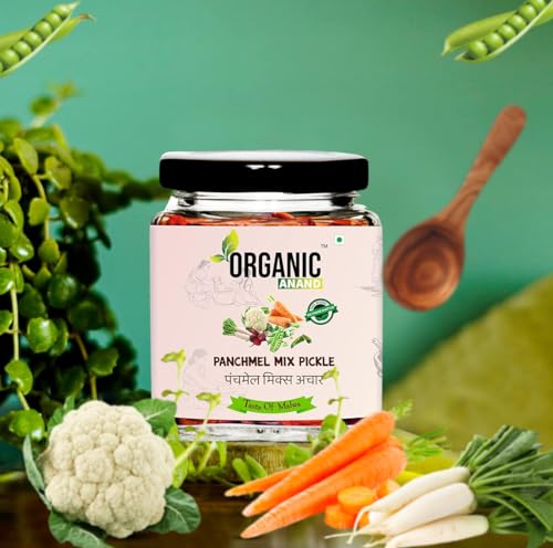 Image of Organic Anand Natural Panchmel Pickle (Mixed Veg Aachar) Spicy, Tangy & Tasty Achaar (Beetroot, Mooli, Matar Gajar, Gobhi, Shalgam ka Achar) Homemade Pickle (250Gm)