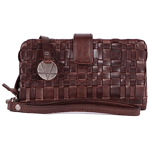 Genuine Leather Wallets for Women, Small Wallet for Women Zipper Coin Purse Credit Card Holder with Strap (VL-158-BROWN)