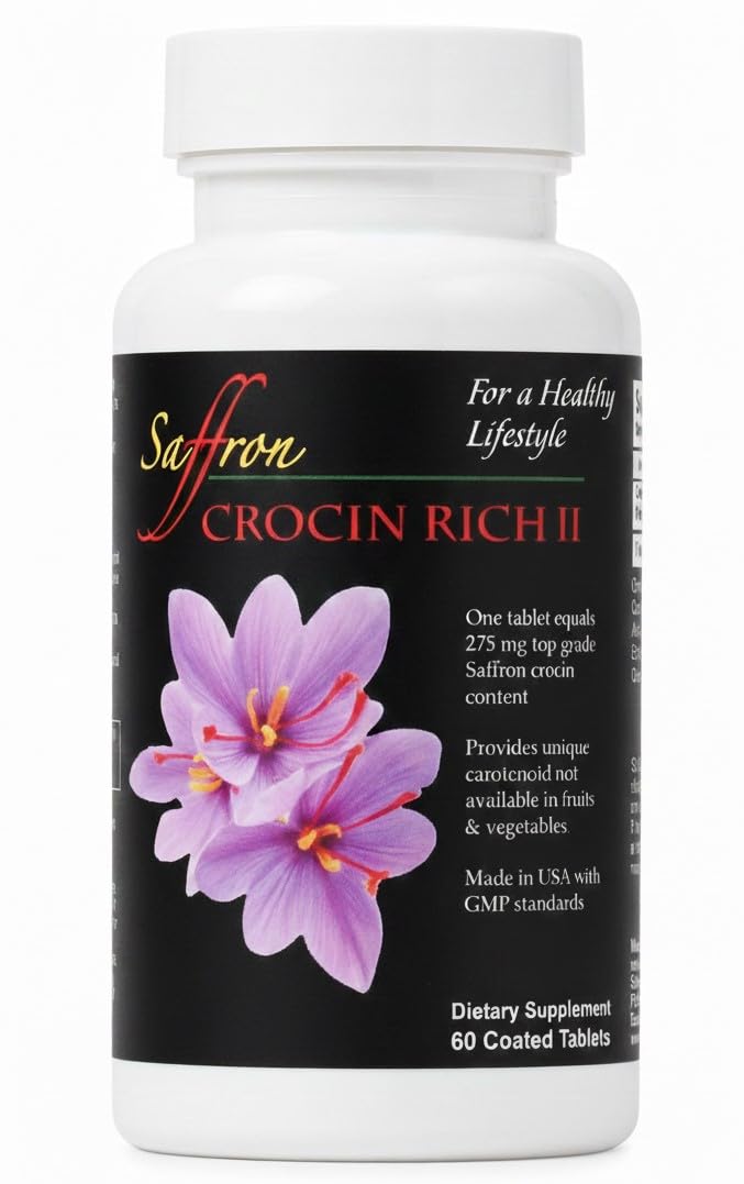 𝗖𝗥𝗢𝗖𝗜𝗡 𝗥𝗜𝗖𝗛 𝗜𝗜 – 25mg High-Purity Crocin (Key Saffron Active) | Supports Brain, Eyes, Nerve & Motor Function, Focus & Mobility | Natural Neuroprotective & Antioxidant Support | 60 Tablets
