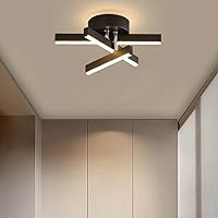Vista 1 de Lámpara de techo lineal moderna de montaje semiempotrado con 3 modos de color cerca de la iluminación de techo para sala de estar, dormitorio, Oscuro