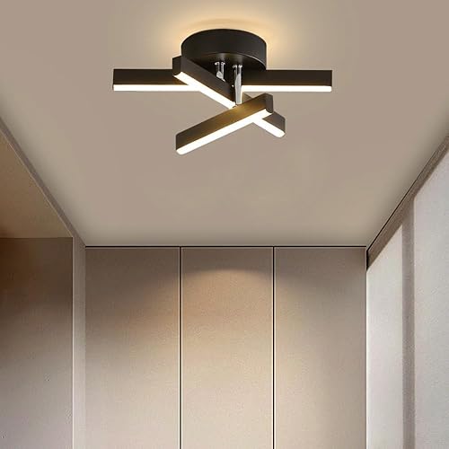Lámpara de techo lineal moderna de montaje semiempotrado con 3 modos de color cerca de la iluminación de techo para sala de estar, dormitorio,