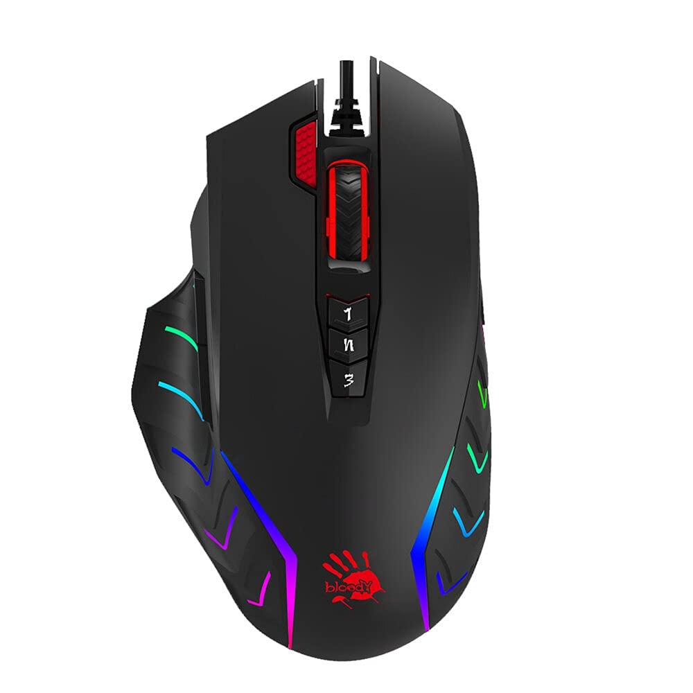 A4TECH J95 Wired Mouse 5000DPI 7 Buttons RGB Optical Office Game Mechanical Mouse for Laptop PC Comp
