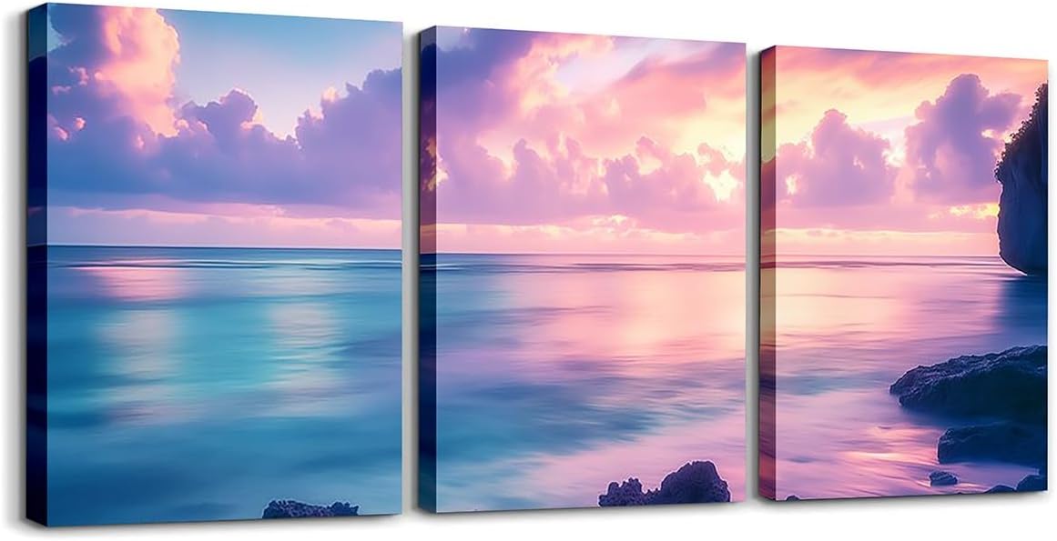 Magical forest Canvas Wall Art 3 Pieces Fantasy Mushroom Wall Decor Nature Landscape Plant Pictures Framed Wall Art Nursery Decor Fairytale Theme Wall Painting for Home Bedroom Dorm Decoration