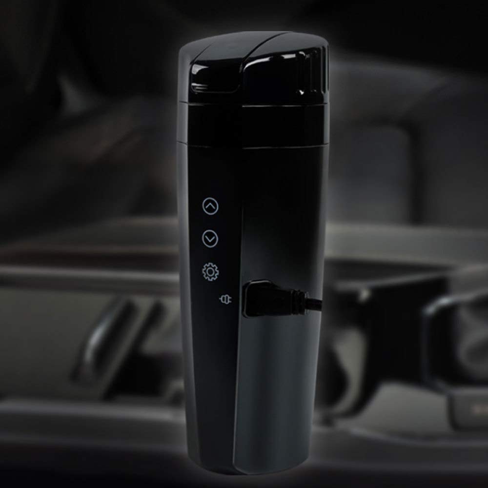 EGFheal Portable Smart Travel Mug - Temperature Control Coffee Mug for Car, 12V Car Stainless Steel Heated Travel Coffee Cup Lcd Display Kettle Coffee Tea Milk Heated black