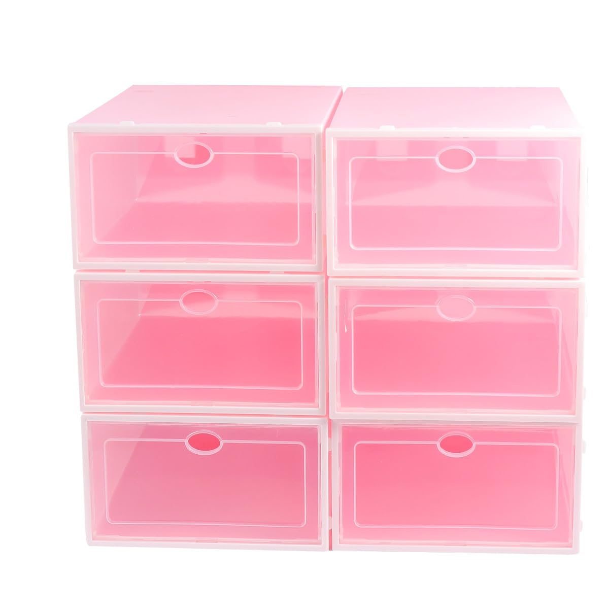 Scatola per Scarpe Impilabile Trasparente 6 Pezzi in Plastica Rosa