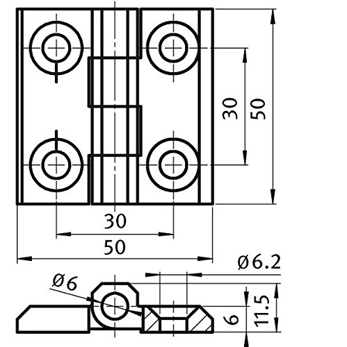 Stainless Steel Door Hinge, Screw-On Hinge, Stainless Steel 50 x 50 mm 270° AISI 316, Silver - Image 2