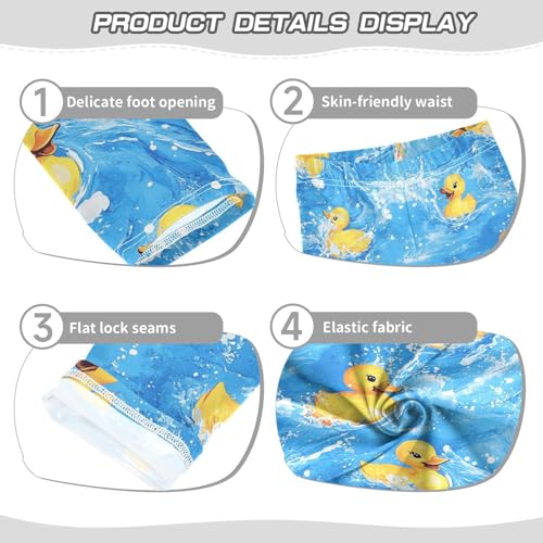Yellow Ducks Splashing Girls' Leggings Toddler Doodles Blue Water Kids Yoga Pants Dance Active Tights 4T3