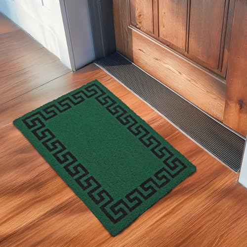Image of Encasa XO Coir Door Mat for Home Entrance, Anti Slip PVC Back Green