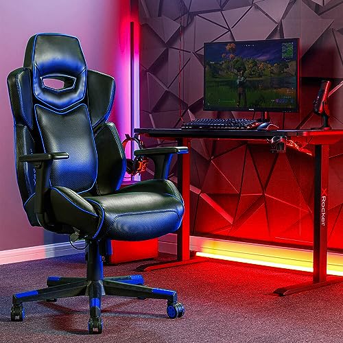 X-Rocker Drogon Silla de PC, silla ergonómica de escritorio de oficina de carreras con reposabrazos 3D, silla giratoria para computadora con cojín de apoyo lumbar, altura ajustable, asiento ancho con