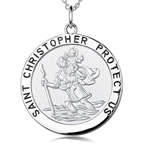St Christopher Necklace Silver St Christopher for Men Miaofu Saint Christopher Necklace for Men,Saint Christopher Medal Necklace St Christopher Medal Necklace Silver St Christopher Surf Necklace Cover
