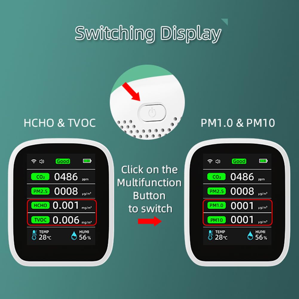 Détecteur de 8 en 1, compteur de qualité de l'air intérieur, détecteur de WiFi moniteur de qualité de l'air pour Tuya App