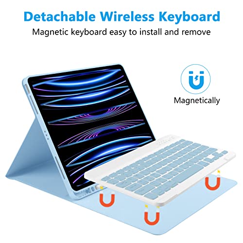 Image of Compatible for iPad Pro 12.9 inch 2022 Case with Keyboard Thin & Light for iPad Case Keyboard for iPad Pro 12.9 inch 6th /5th /4th /3rd (2022-2018) Generation, Bluetooth Detachable Keyboard Blue