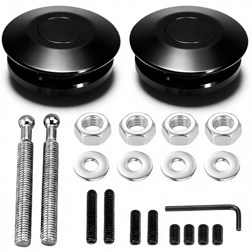 Klfte 2 Pack Quick Latch Hood Pins Universal 2.44 Diameter Quick Release Latch Push Button Hood Bonnet Pins Lock Clip Kit (Black)