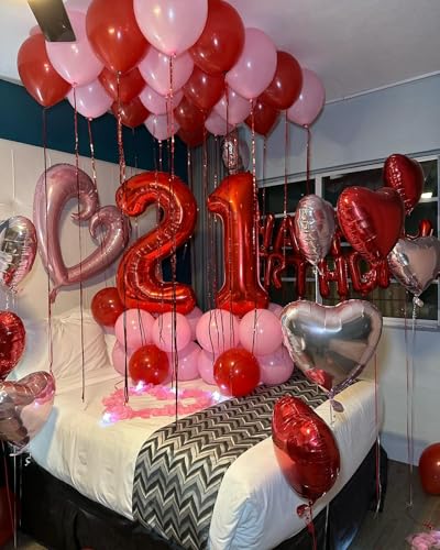 Image of Red Number 2 Balloon 40 Inch, 2nd Birthday Decoration, Sparkling 2 Number Balloon Party Decor