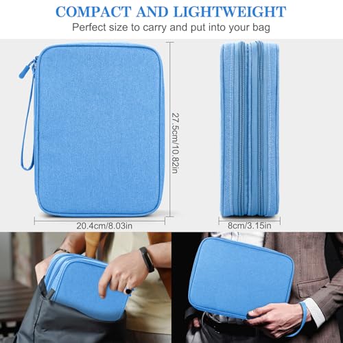 Image of FYY Electronic Organizer, Extra Large Travel Cable Organizer Bag Pouch Portable Waterproof Double Layers All-in-One Storage Bag for iPad, Cable, Power Bank, Laptop Charger for Office /Home, Cyan