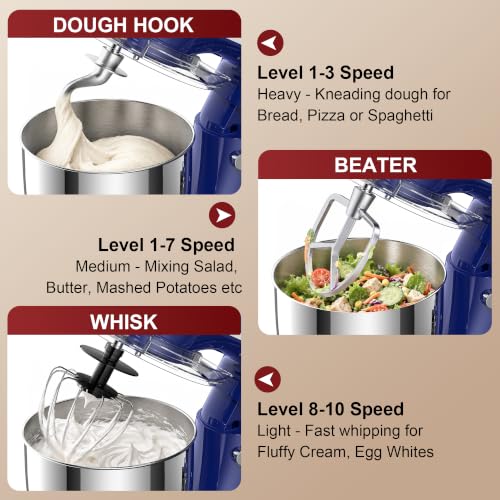 Image of Honinst 4QT Electric Stand Mixer, 10-Speed Tilt-Head Compact Kitchen Mixer