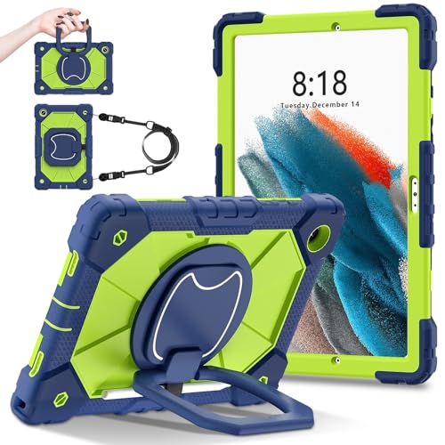 Coque Samsung Galaxy Tab A8 antichoc housse tablette 10.5 pouces X200 X205 avec support bleu vert