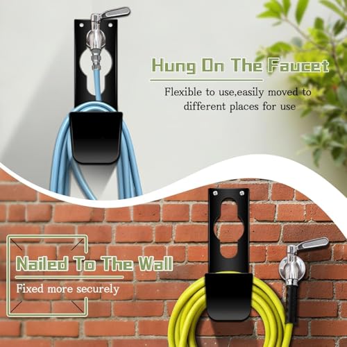 Image of SupKing Hose Hanger Heavy Duty Hose Holder,Garden Hose Reel, Metal Wall Mount Fit to100ft Expandable Watering Hose(Black)