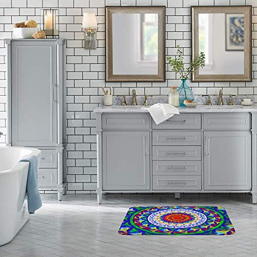 Tapis de bain velours de corail bleu lavable et absorbant