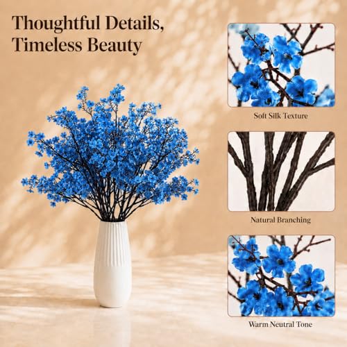 Image of Mandy's 6 Bundles Artificial Royal Blue Baby's Breath Flowers