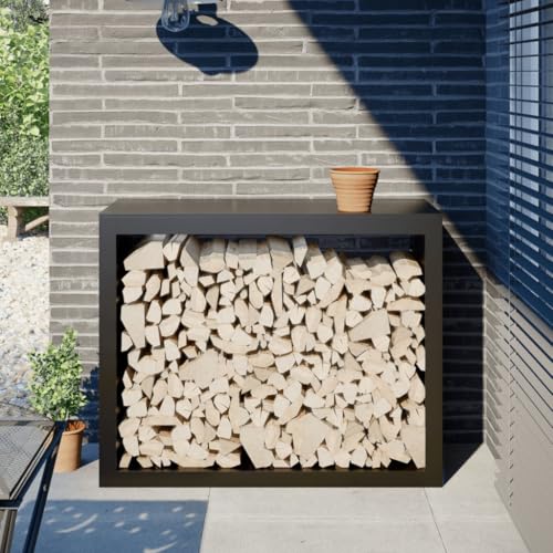 NQJIBUE Item-Firewood Rack Negro 100x40x80 cm Acero Chimenea y Estufa de Leña Accesorios, Estantes de leña y Portatroncos