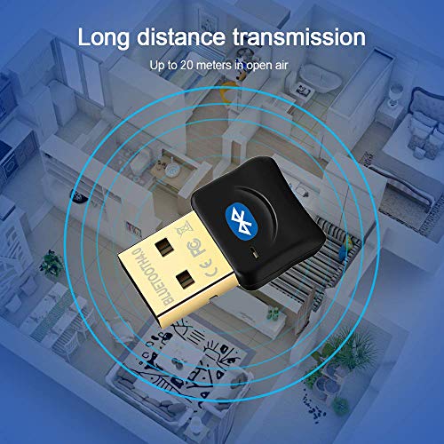 Maxesla USB Bluetooth Adapter PC 4.0, Wireless Bluetooth Receiver for Windows 10/8/7/Vista/XP Laptop PC, Bluetooth Dongle for Bluetooth Speaker, Headset, Keyboard, Mouse, Game Controller, Black