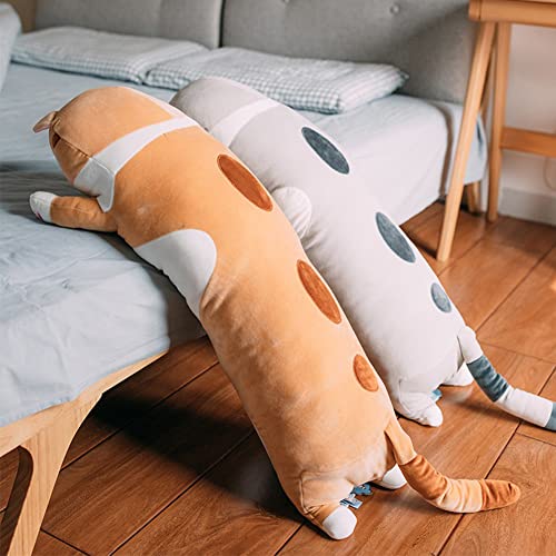 Bobomon Katze Kuscheltier stofftier Katze langes Kissen riesen XXL Kawaii groß plüschtier plüschkatze Cute seitenschläferkissen cat plushie (Grau, 50cm)