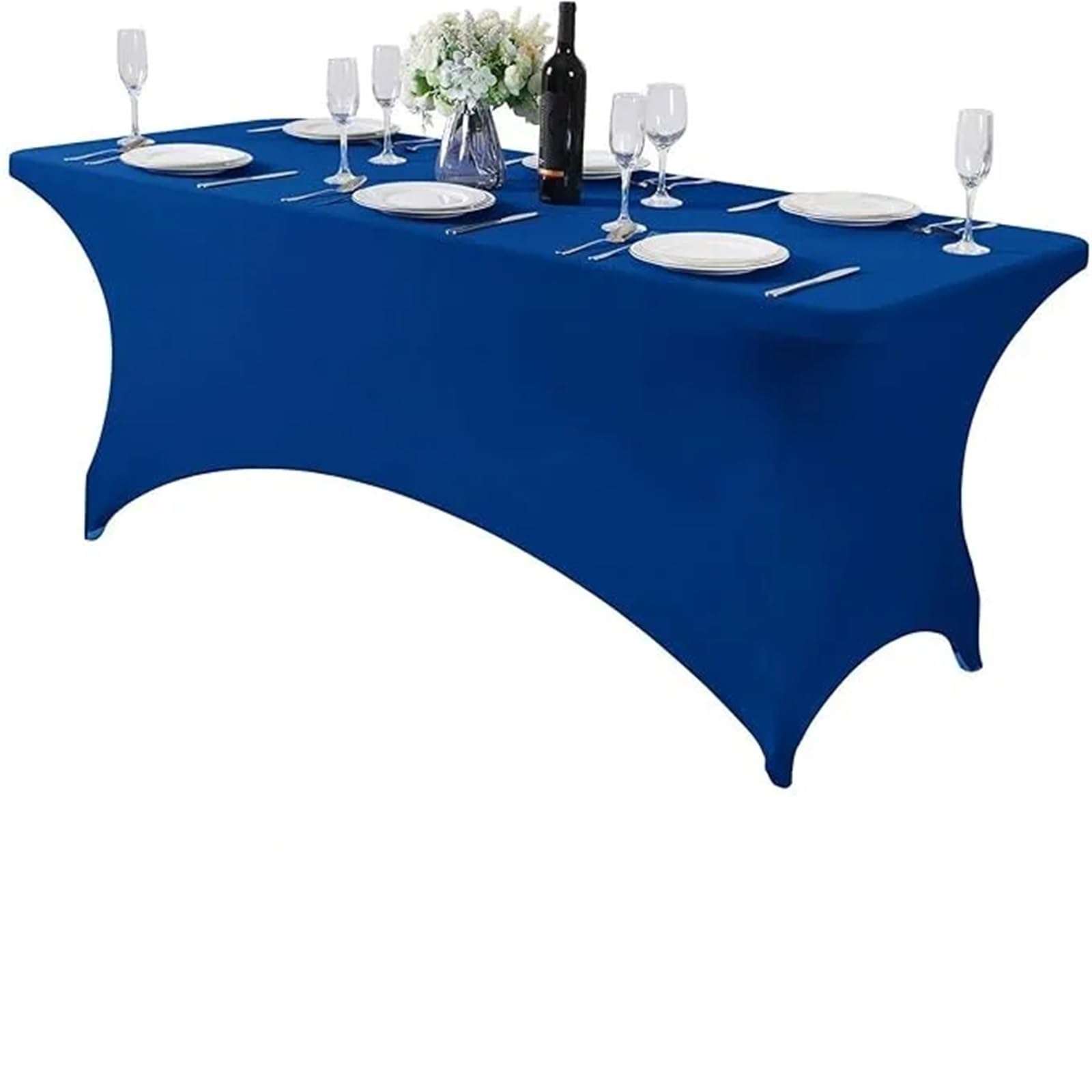 SNGUOQ 2pcs 4Ft 6Ft Spandex Table Cover Universal Fitted Stretch Tablecloth for Party, Banquet, Wedding and Events For Event, Wedding(Blue,4ft)