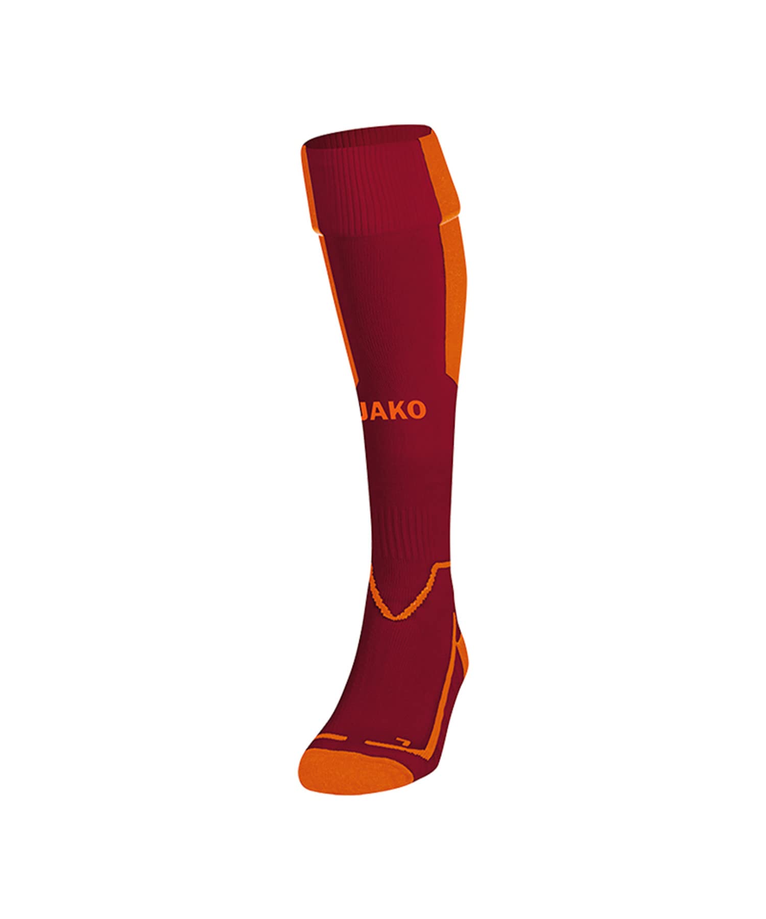JAKO Lazio Socks Unisex Socks - Burgundy/Neon Orange, 3 (35-38)