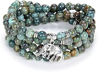 108 Mala Quartz Beads Tiny Elephant Lucky Charm Wrap Bracelet Necklace Self Discovery Yoga Inspirational Jewellery