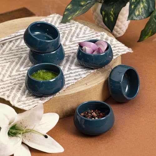 Image of Lupaava Serving Dip Sauce Chutney Mini Ceramic Bowls Pack of 6 | Ceramic Handcrafted Shine, Microwave Bowl Sets, Kitchen Accessories 35 ml