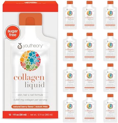 Youtheory Collagen Liquid - 5,000 mg Hydrolyzed Collagen Peptides...