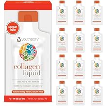 Youtheory Collagen Liquid - 5,000 mg Hydrolyzed Collagen Peptides - Supports Hair, Nail, Joint & Bone Health* - Berry Flavor - 1 oz Single Serve Packet, Pack of 12