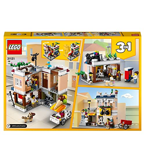LEGO 31131 Creator 3-en-1 Le Magasin de Nouille du Centre-Ville, Jouet Transformable en Magasin de Cycles, en Kiosque à Journaux ou en Salle d’Arcade