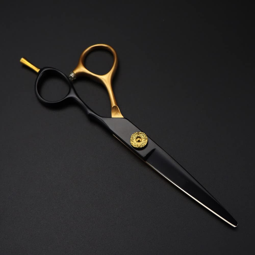Haarschneideschere, 6 Zoll, Professioneller Jp 440C-Stahl, Schwarzgold, Haarschneideschere, Effilierschere, Friseurscheren-Set