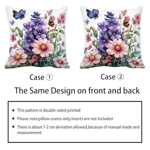 Cushion covers papillon lin taie d'oreiller décorative imperméable violet 45x45