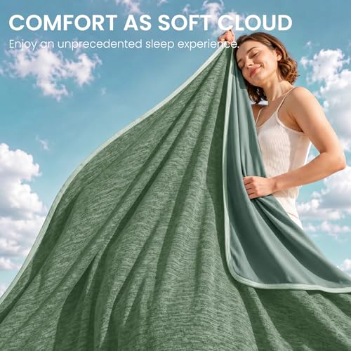 Image of Topcee Cooling Blanket(90 inchx108 inchKing Size) for Night Sweats Absorbs Heat to Keep Adults Cool on Warm Nights, Q-Max 0.5 Cooling Blankets for Hot Sleepers, Ultra-Cool Lightweight Blanket for Bed