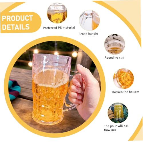 2Pcs Fake Beer Glasses, 450ml Double Layer Funny Beer Stein PS Plastic Fake Double Fake Beer Mug with Handles Mezzanine Model Beer Stein for Bar Beverages, Prank - Image 4