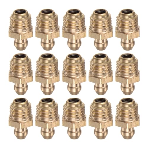 Image of HARFINGTON 15pcs Brass Straight Grease Fitting M10x1.25mm Metric Thread Hydraulic Grease Nipple Accessories for Car