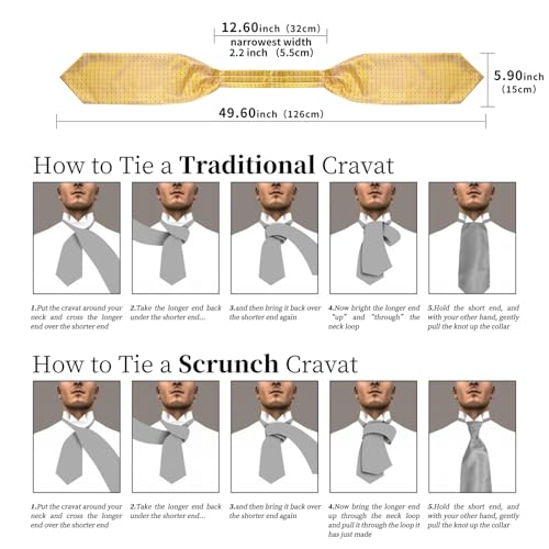 Image of DiBanGu 3PCS Ascot Ties for Men Wedding Jacquard Woven Silk Ascot Cravat for Men Cravat Tie and Pocket Square Set
