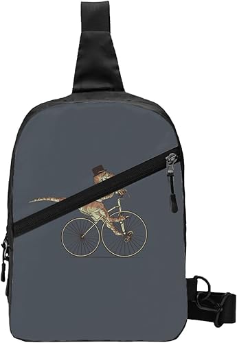 Amazon 自転車に乗って漫画恐竜 クロスボディ チェストバッグ おしゃれ 折りたたみ ポータブル ファニーパック 多機能 ショルダーバッグ 軽量 シンプルさ ボディバッグ スポーツ レジャー バッグ 男女兼用 お祭り 贈り物 ボディバッグ ワンショルダー