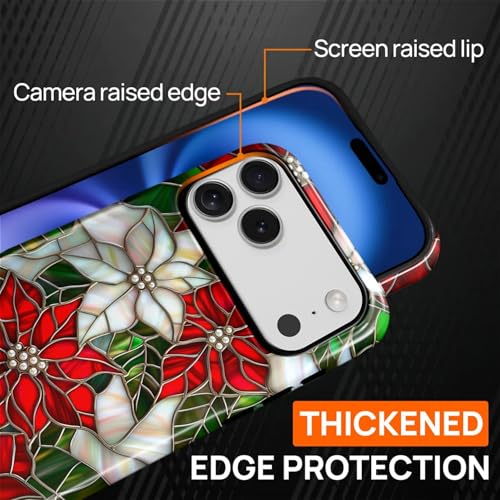 Coque rigide iPhone 17 Pro Max antichoc silicone vitrail de Noël premium - 6