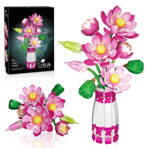 Set di Costruzione Botanica di Fiori di Loto con Vaso,