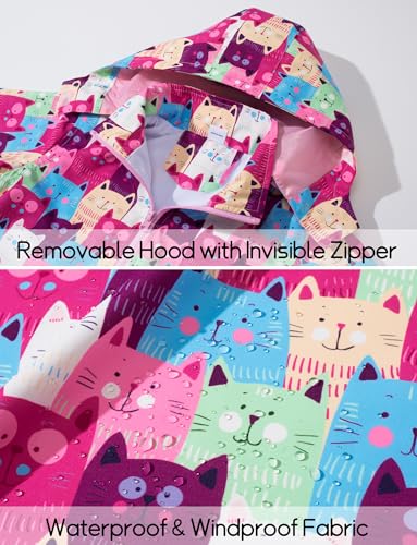 Boys Girls Waterproof Jackets Full Zip Hooded Windbreaker Cartoon Printed Rain Jacket Outerwear 3-10 Years4