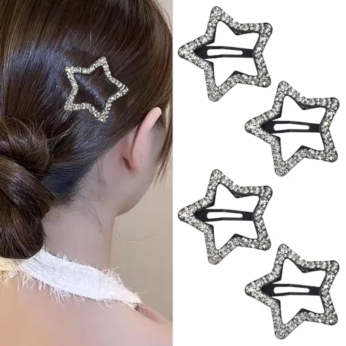 Pinzas para cabello con brillantes forma estrella 4 pcs miniatura 1