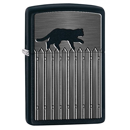 Encendedor Zippo Cat On A Picket Fence Black Matte miniatura 1